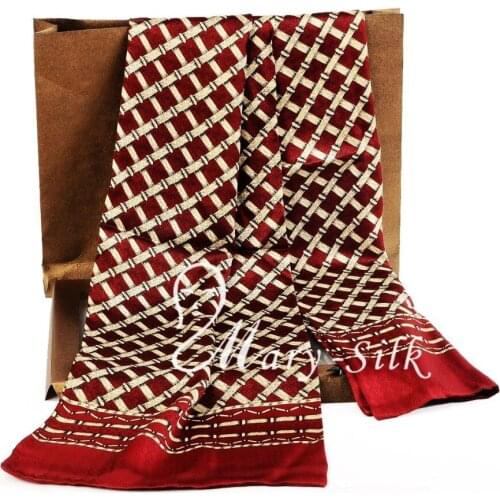 Fashion Brand New Mens 100% Silk Long Scarf Cravat Scarives Double Layer Mg-Red#__Perfect Gifts