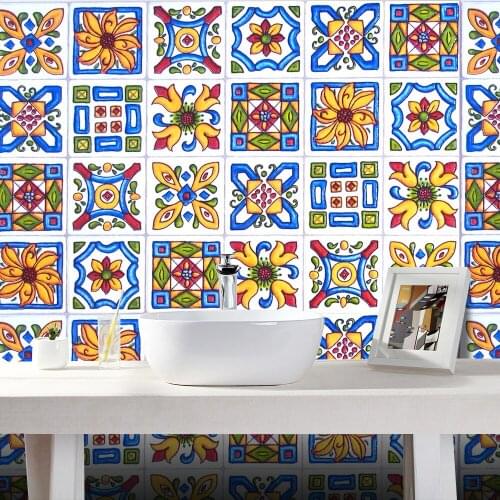ET122 Mosaic tile sticker 20pcs*10cm*10cm antique tile self adhesive ceramic tile sticker waterproof removable PVC wall sticker