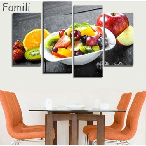 Wall Art Canvas Paintings Fruits 4 Panel Dropship Print Home Decor Wall Hangings For Living Room Kitchen No Frame