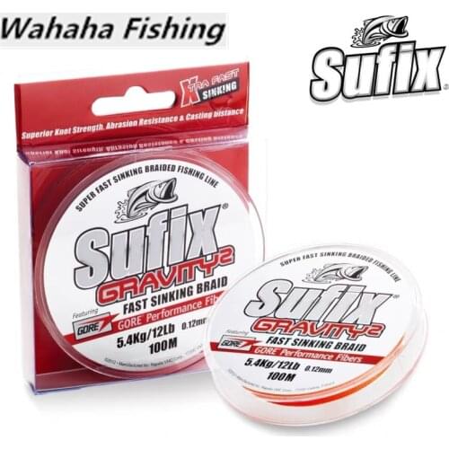 New Original Sufix GRAVTY Fast Sinking Braid 100 Meters G2 Braided Wire PE Line Super Strong Fishing Line