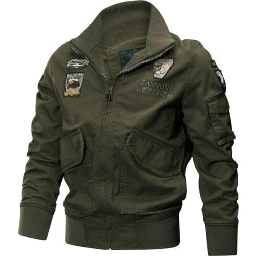 2019 New Men Autumn Winter Military Jacket Cotton Army Pilot Jackets Air Force Cargo Coat Spring Slim Tactical Bomber Jacket-E