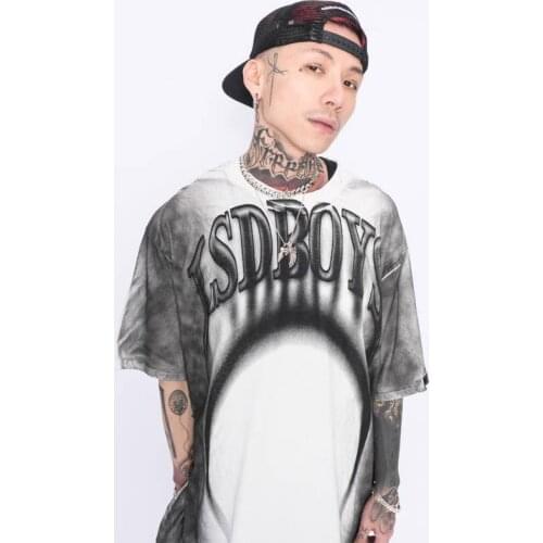 Summer New Fashion Hip Hop Tie Dye Alphabet Print Short Sleeve T-shirt Mens Oversize Tshirts Loose T-shirt For Man