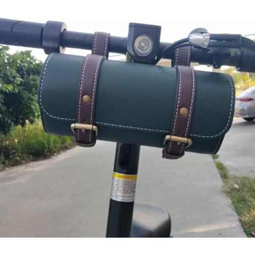 New Motorcycle Fork Bag PU Leather Saddlebag Roll Bag With Adjustable Fasteners Vintage Front Fork Handlebar Bag For Honda Yamah