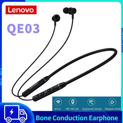 Original Lenovo QE03 Wireless Neckband Headphone Bluetooth V5.0 Earphones Sports Stereo Earbuds Magnetic Headset for Android iOS