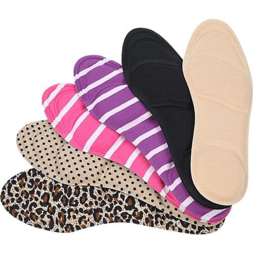 4D Flock Memory Foam Orthotic Insoles Leopard Polka Dot Print Arch Support Flat Foot Feet Care Sole Breathable Soft Shoe Pads