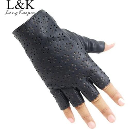 Long Keeper 1 Pair Women&Men PU Leather Black Gloves Half Finger Breathable Gloves For Dance Mittens Unisex Gym Sport Luvas M147