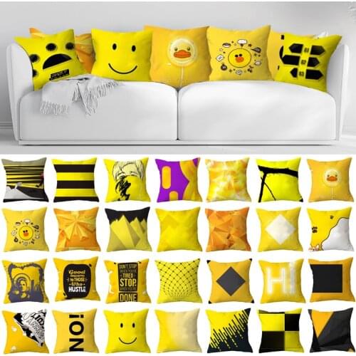 Plush Geometric Yellow Striped cushion cover Sofa Pillow Case Home Decor cotton Throw Cushion Pillowcase Fashion car decorations