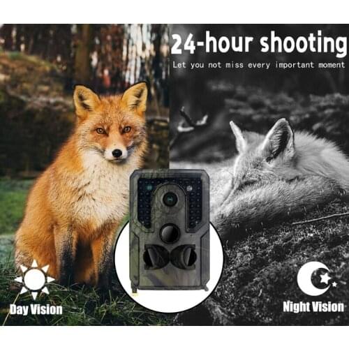 PR400 12MP Trail Camera,1080P Hunting Camera with 34pcs IR LEDs Night Vision 0.8s Trigger Time IP54 for Wildlife Monitoring