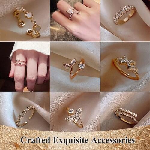 Adjustable Opening Crystal Ring for Women Geometric Simple Fashion Women Ring Wedding Jewelry Accessories