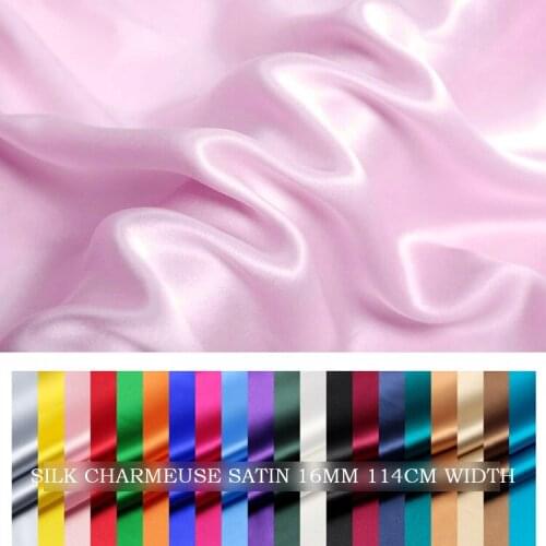 CISULI 100% SILK CHARMEUSE SATIN 114cm width 16momme Silk Fabric Women Dress Silk Fabric 1Meter Free Shipping 61-90