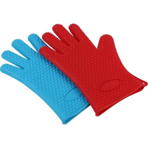 1 pair Anti-scald high temperature silicone gloves For Men Women Warm Anti-slip Silicone gloves kitchen barbecue