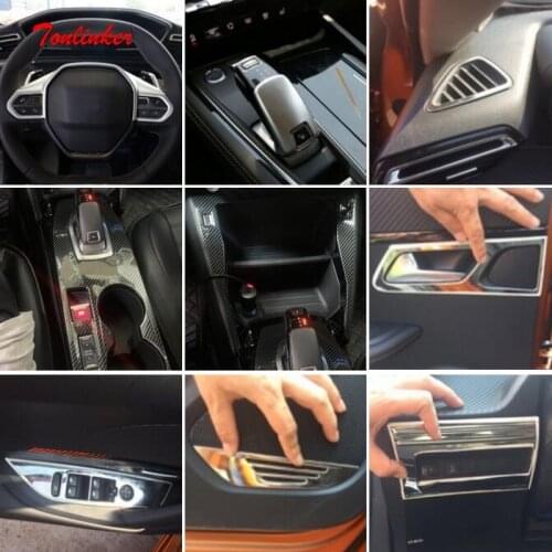 Tonlinker Interior Moulding Parts Panel Cover Sticker For Peugeot 2008 2019-21 Car Styling 1/4 PCS ABS/Metal Silver Matte