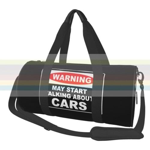 WARNING MAY START TALKING ABOUT CARS universal travel sports fitness shoulder bag. Nylon portable outdoor sports bag
