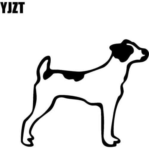 YJZT 14.7CM*12.4CM Car Sticker Jack Russell Vinyl Bumper Window Decoration Black/Silver C2-3130
