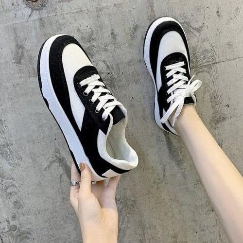 2021 Summer New Black and White Multicolor Shoes Womens Low-Top Platform Casual Sneakers Lace-up Womens Shoes