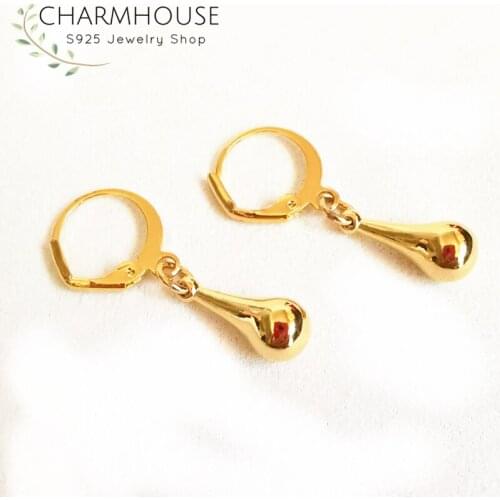 Charmhouse 24K Yellow Gold Color Earrings For Women Waterdrop Earing Brincos Pendientes Wedding Jewelry Accessories Wholesale