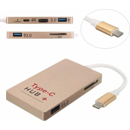 10pcs/lot 6 Ports USB 3.1 Type c HUB SD Card Reader U-Disk SD Card Reader 4K HDMI Type C Charger for Macbook Pro