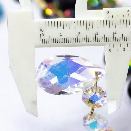 12pcs/lot (105MM) Clear AB Crystal Glass chandelier Pendants ( 38mm Crystal Glass angel tear with 3pcs 14mm octagon Beads)
