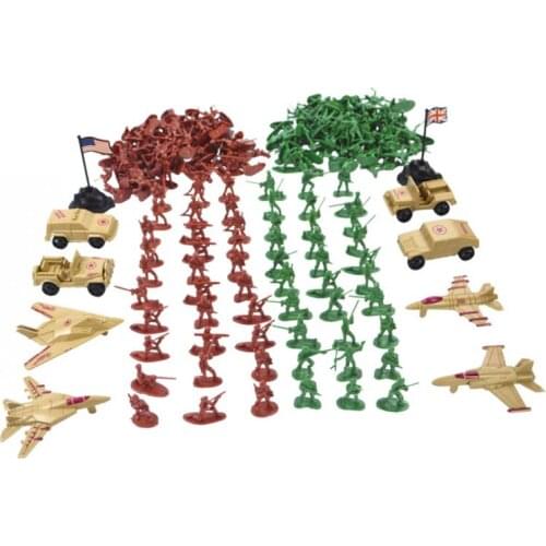 210-Piece Plastic World War II Army Playset Army Men Action Figures- 3-5cm Army Soldiers & Accessories in Clear Storage Bag