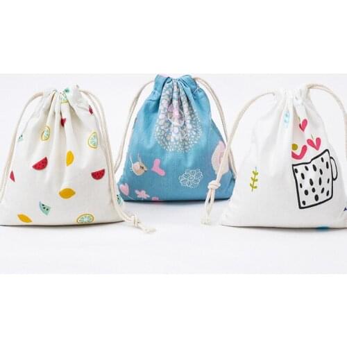 3pcs Geometric Christmas Drawstring Cotton Linen Storage Bag Gift Candy Jewelry Organizer Makeup Cosmetic Coins keys Bag