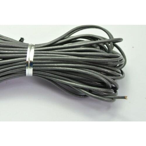 32.8 feet Grey Round Real Leather Jewelry Cord 2mm