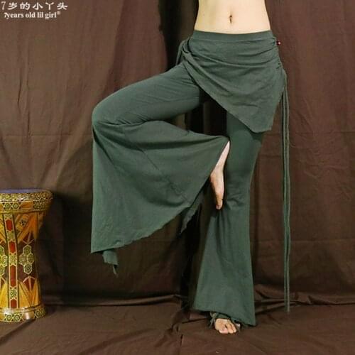 7years Old Lil Girl 2021 Tribal Fusion Belly Dance Pants Lycra Cotton Flare With Skirt BMM07-10