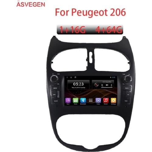 Android 9.0 Car Multimedia Player For Peugeot 206 Ram 1+16G(Make 4+64G) GPS Navigation Head Unit BT With Auto Radio Stereo