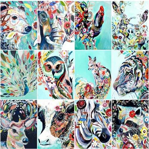 AZQSD Oil Painting By Number Owl Animal Drawing On Canvas Pictures By Numbers On Canvas Elephant Kits Modern Wall Art Gifts