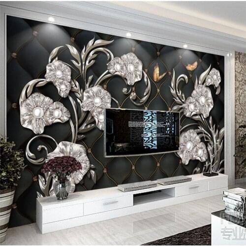 Beibehang Custom photo wallpaper 3d high-definition luxury stereo jewelry flowers TV background wall home decoration wallpapers