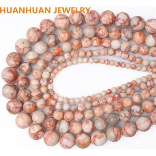 Red network stone Round Beads 4-12mm Temperament Natural Beads for Jewelry Making Diy Necklace bracelet Jewelry Accessories