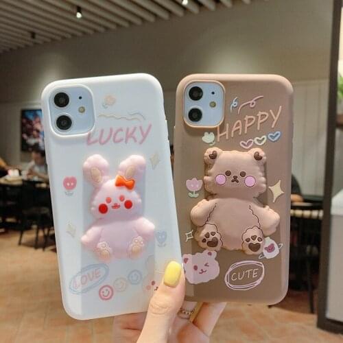 Lovely 3D Happy Bear Phone Case For POCO M2 M3 X2 X3 F3 Pro GT Cute Lucky Rabbit Silicone Cover Redmi Note 8 9 10 Max 9T