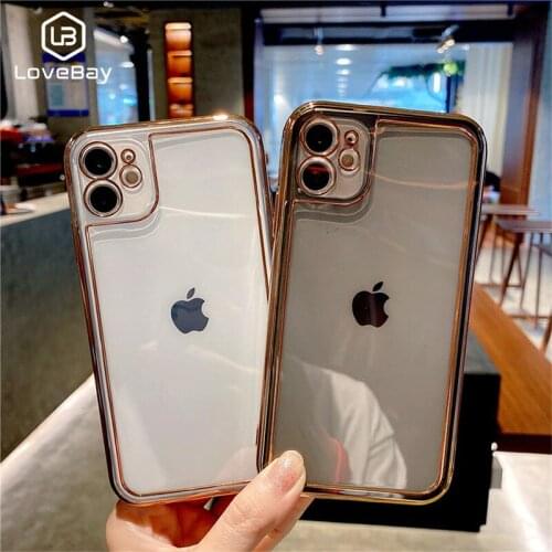 Lovebay Electroplated Transparent Phone Case For iPhone 11 12 Pro Max XS X XR 7 8 Plus Mini SE Soft Hockproof Bumper Back Cover
