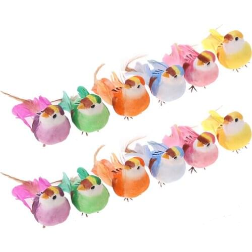 DIY Craft Wedding Decoration Simulation Bird Party Accessories Mini Sparrow Artificial Table 12PCS Fake Home Educational Toy