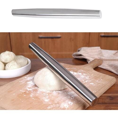 Long Tapered French Rolling Pin 304 Stainless Steel Dough Baking Cookie Biscuit Household Handmade Noodle Tool