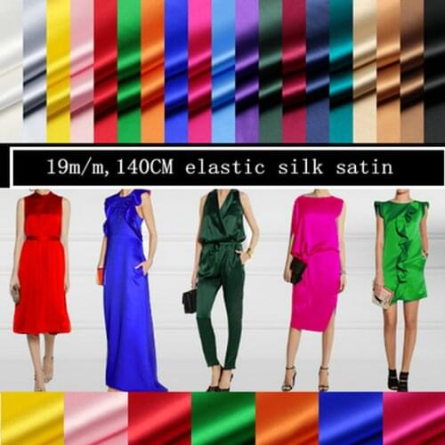 19m/m 140cm Width Elastic Silk Satin Fabric for Silk Dress Silk Garment HL297