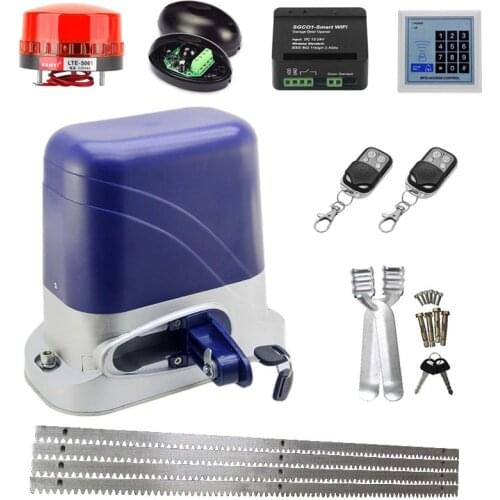 Electric Door Opener for 1300KG Weight Door with 4M Steel Racks Automatic Garage Sliding Gate Motor Sliding Door Gear Drive Kit