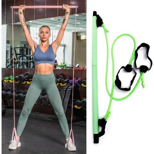 Fitness Workout Pilates Stick Gym Yoga Squat Training Bar with Resistance Band for Effective Working-out Accessories
