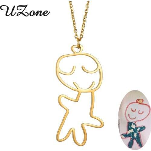 Customized Childrens Drawing Necklace Kids Art Personalized Draw Bracelet Key chain Custom Design Name LOGO Pendant Gift