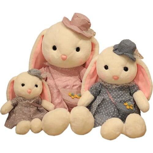 Kawaii 35/55/75cm Long Ear Rabbit Plush Doll Comfort Bunny Purse Plush Bed Pillow Soft Cushion Baby Doll Kids Gifts