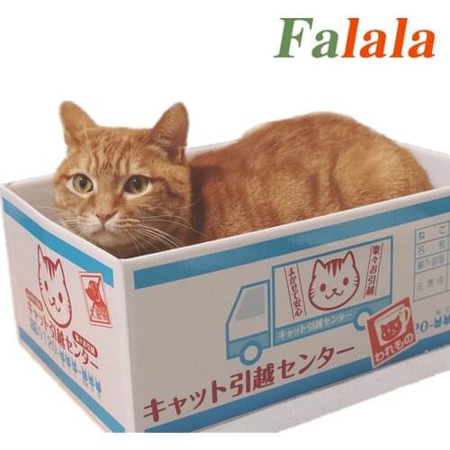 Kitten Scratching Board Cardboard Box Pet Cat Grinding Claw Toy Funny Mint Carton Sleeping Printing Zephyr Cute House for Cats