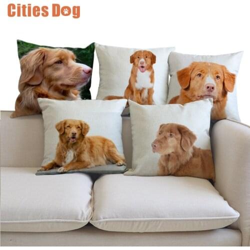 Nova Scotia Duck Decorative Cushion Animal dog Pillows cojines 45x45cm decoracion pet Dogs pattern throw Car Pillow Cushions