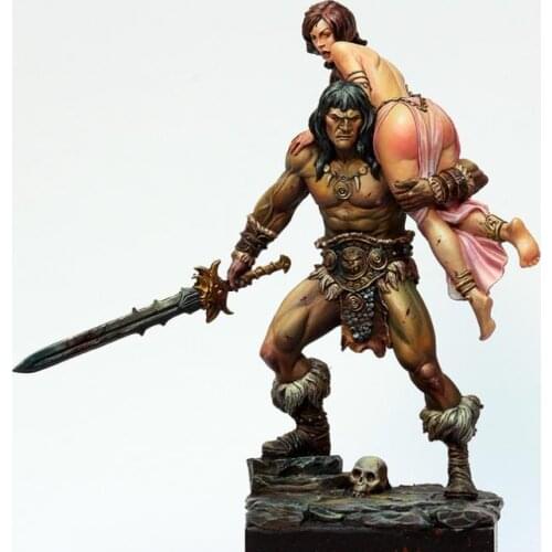 New Unassembled 1/24 75mm ancient warrior and woman Resin Figure Unpainted Model Kit