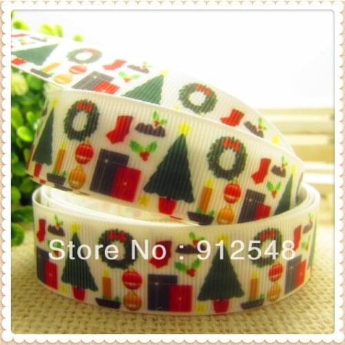 2013 Christmas New arrive,free shipping 7/8'' (22mm) Printed grosgrain ribbon,Christmas tree ,91419