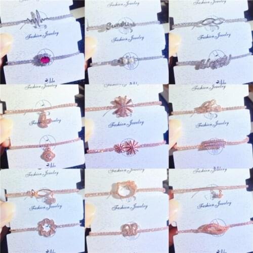 New simple fine zircon jewelry plated gold color copper micro inlaid bracelet bracelet ladies mixed batch