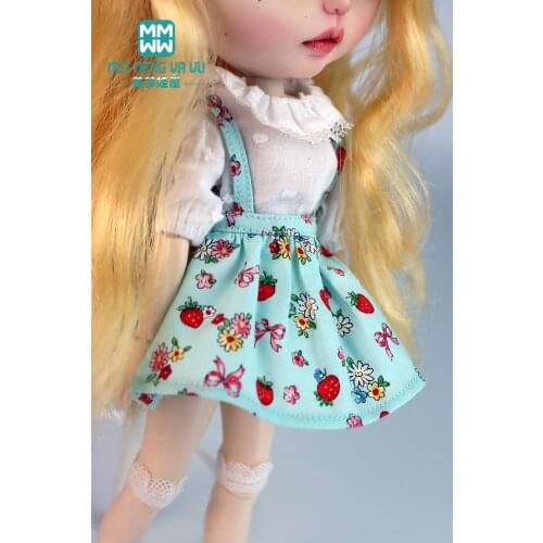 Doll clothes for Blyth Azone OB23 OB24 doll accessoreis Fashion Strawberry strap dress
