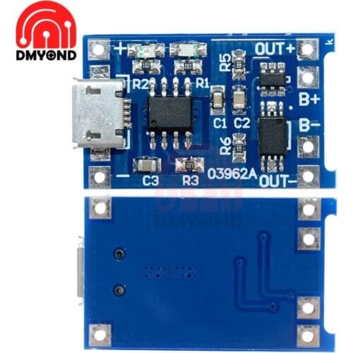TC4056A 5V 1A Micro Lithium Battery Charging Board Charge Modul With Protection-MICRO USB Dual Functions 1A Li-ion Adjustable