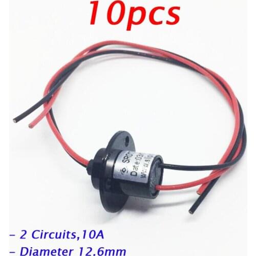 Free Shipping 10 Pcs Wind Power Slip Ring 2 Circuits 10A Diameter 12.6mm Hat-shaped Conductive Slip Ring Spare Parts