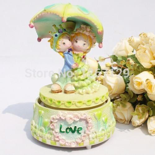 Love romantic wedding umbrella rotating music box