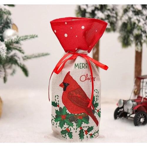 Christmas New Creative Printing Bird Wine Set Wine Champagne Festival Bottle Bag Restaurant Bar Party Decoration Props