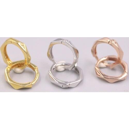 Real 18K Rose Gold Earrings For Women Smooth Hoop Earrings 32mmDia Gift Big Circle